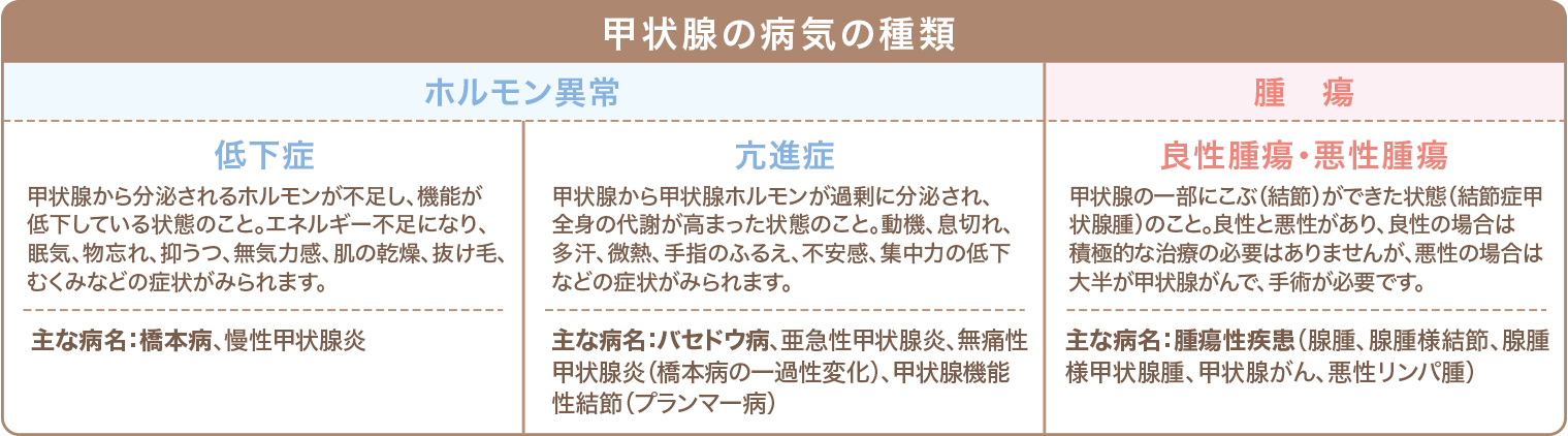 甲状腺の病気の種類
